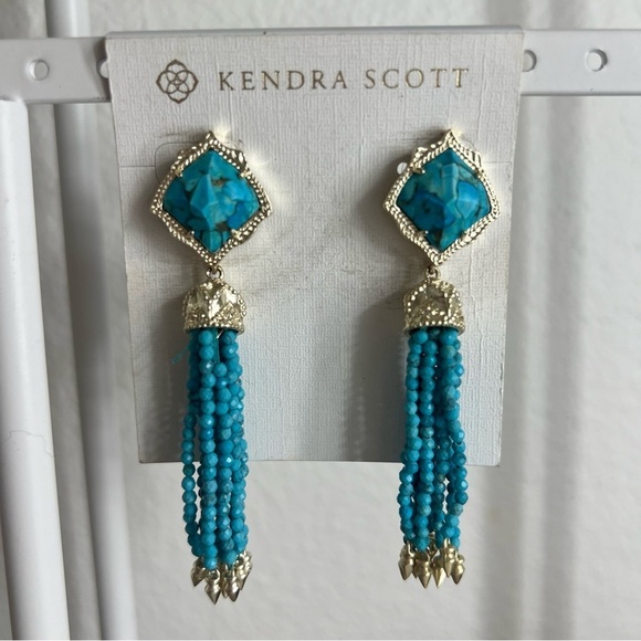 Kendra Scott Misha Dangle Turquoise Earrings- LIKE NEW! - Picture 2 of 6